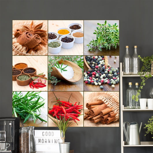 Collage With Spices Wall Mural