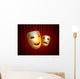 comedy and tragedy masks over red curtain Wall Mural