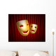 comedy and tragedy masks over red curtain Wall Mural