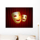 comedy and tragedy masks over red curtain Wall Mural