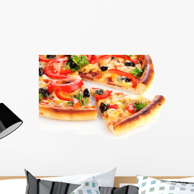 Pizza Sliced Wall Decal shown on a wall