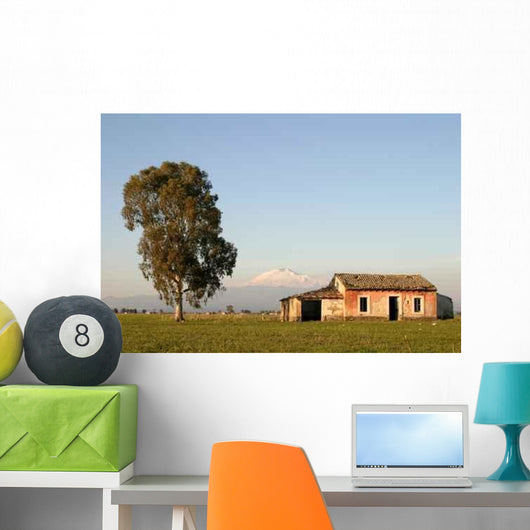 Ruine Vor Dem Etna Wall Decal