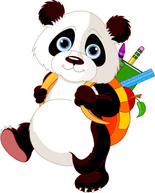 Cute Panda Go to School Wall Mural