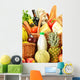 Groceries Wicker Basket White Wall Mural