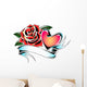 Rose and Heart Ribbon Wall Mural
