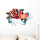 Rose and Heart Ribbon Wall Mural
