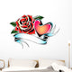 Rose and Heart Ribbon Wall Mural