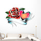 Rose and Heart Ribbon Wall Mural