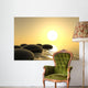 Zen Stones in Water on White Background Wall Mural