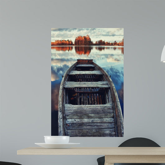 Old Boat Lake Night Wall Mural