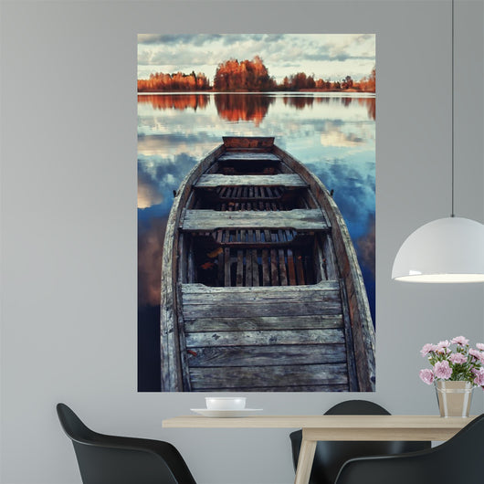 Old Boat Lake Night Wall Mural