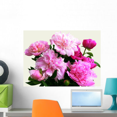 Flowers Peony Wall Mural shown on a wall