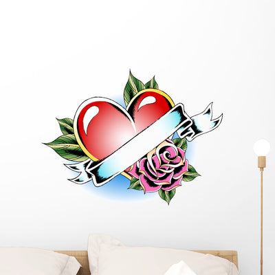 Heart Tattoo Wall Decal shown on a wall