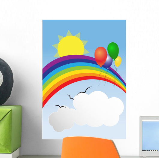 Rainbow Sun Balloons and Wall Mural