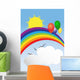 Rainbow, sun, balloons and clouds with a place for a text Wall Mural