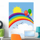 Rainbow, sun, balloons and clouds with a place for a text Wall Mural
