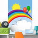 Rainbow, sun, balloons and clouds with a place for a text Wall Mural