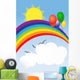 Rainbow, sun, balloons and clouds with a place for a text Wall Mural