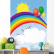 Rainbow, sun, balloons and clouds with a place for a text Wall Mural