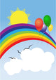Rainbow, sun, balloons and clouds with a place for a text Wall Mural