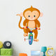 Monkey on Bicycle Wall Decal