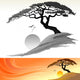 Tree and Sun Landscape Wall Mural