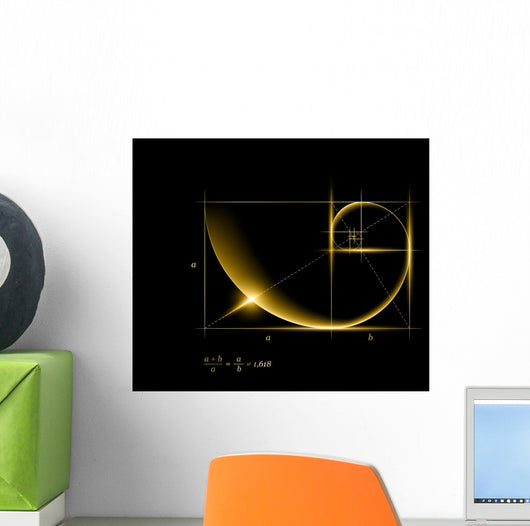Golden section (ratio, divine proportion) and golden spiral Wall Mural