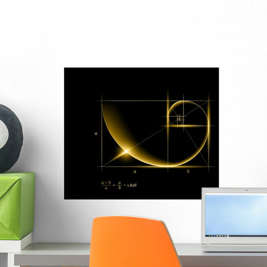 Golden section (ratio, divine proportion) and golden spiral Wall Mural