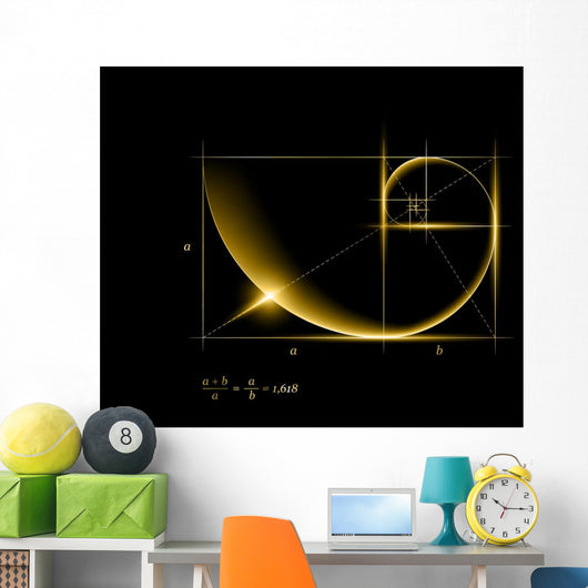 Golden section (ratio, divine proportion) and golden spiral Wall Mural