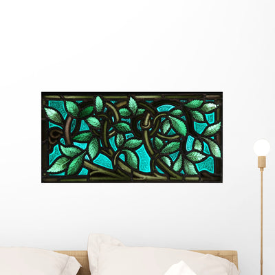 Stained Glass Leaves Wall Decal shown on a wall