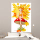 Autumn Fairy on the Mushroom Wall Decal