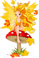 Autumn Fairy on the Mushroom Wall Decal