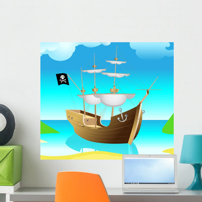 Pirate Ship shown on a wall