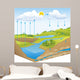 Vector schematic representation of the water cycle in nature Wall Mural