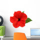 Red Hibiscus Flower White Wall Decal