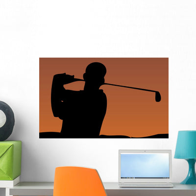 Golfer Sunset shown on a wall