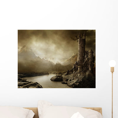 Fantasy Landscape with Castle shown on a wall