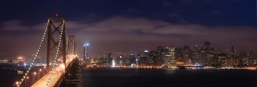 bay bridge and san francisco at night panorama Wall Mural
