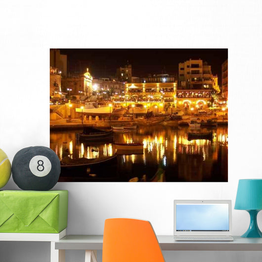 Malta Bei Nacht Wall Decal