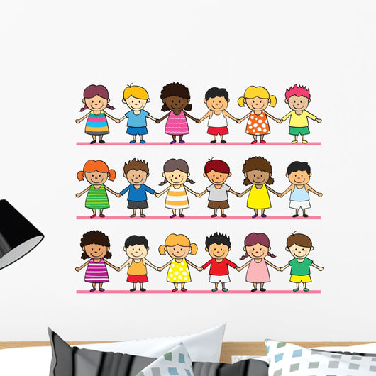 Happy Children Holding Hand Wall Mural