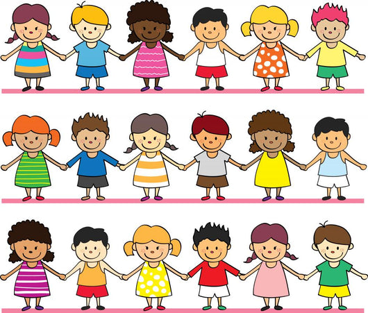 Happy Children Holding Hand Wall Mural