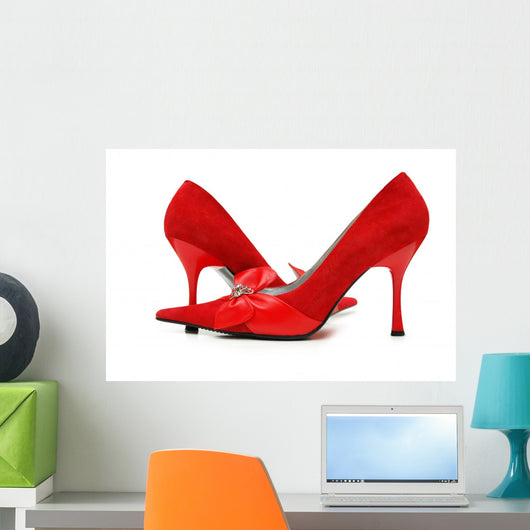 Red Woman Shoes White Wall Decal
