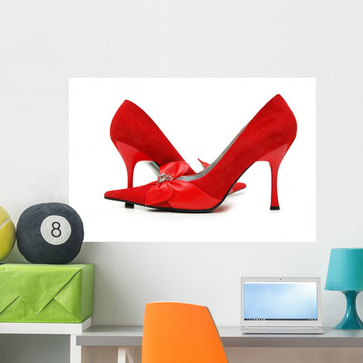 Red Woman Shoes White Wall Decal