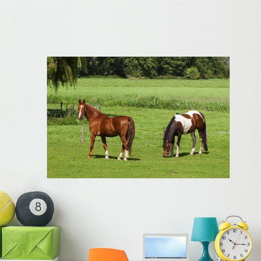 Grassland with Two Horses Wall Mural