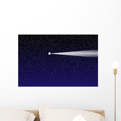 Night Sky with Comet Wall Mural shown on a wall
