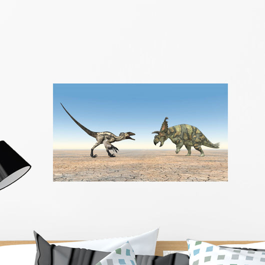 Deinonychus and Albertaceratops Wall Mural