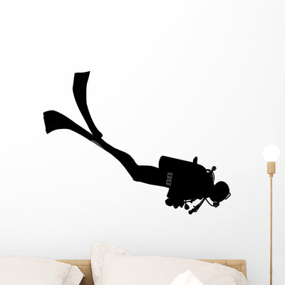 Scuba Divers Wall Decal shown on a wall