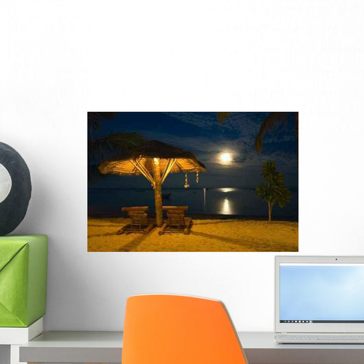 Beach Chairs Tropical Resort-night Wall Decal