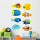 Eight Tropical Fish Wall Stickers