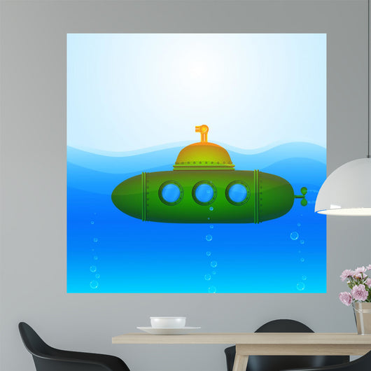 Beautiful Vector Submarine Illustration Wall Mural